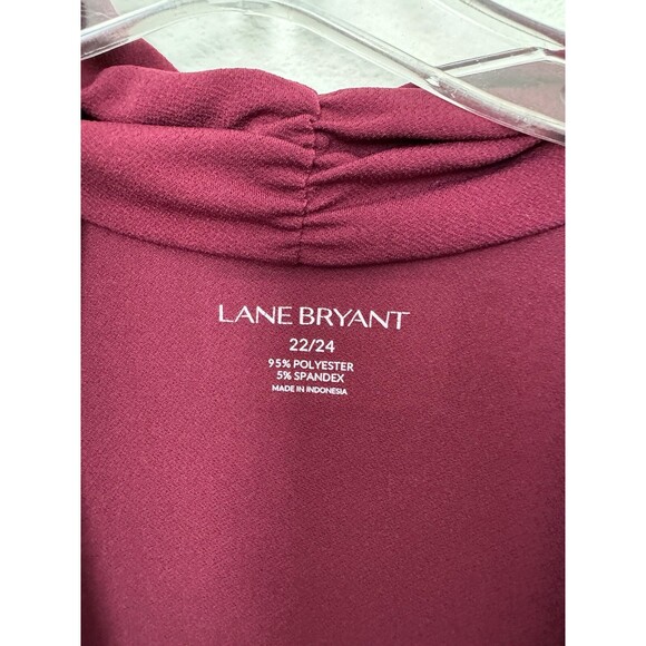 Lane Bryant Women's  Long Sleeve Red Burgundy Draped Wrap Blouse Career 22/24 - Picture 5 of 10